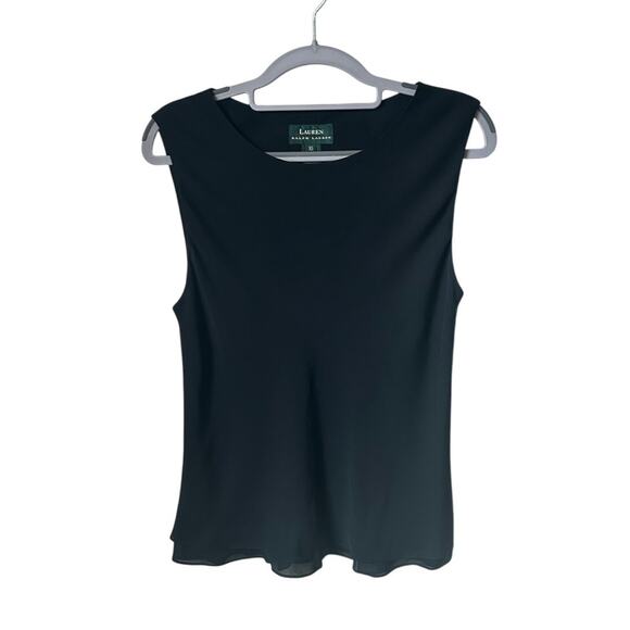 Lauren Ralph Lauren 100% Silk Black Tank Top - Size 10 - Picture 1 of 4